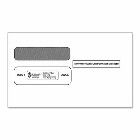 COMPLYRIGHT W-2 Standard IRS Double Window Envelope for Continuous and Laser Forms, 100PK 52966661